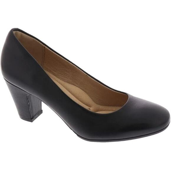 Sofft Lana Suede Block Heels Shoes Closed Toe Leather Black Size 11M NWB - Picture 1 of 12